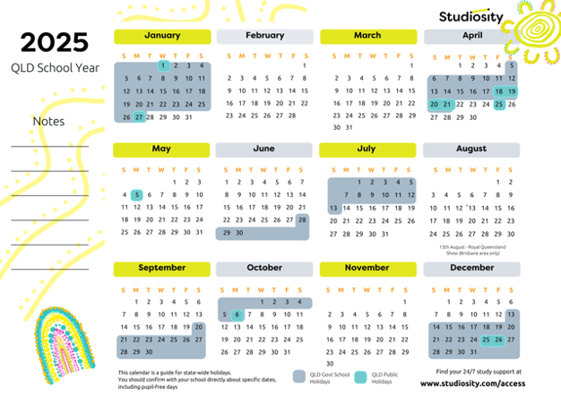 School terms and public holiday dates for QLD in 2025 | Studiosity